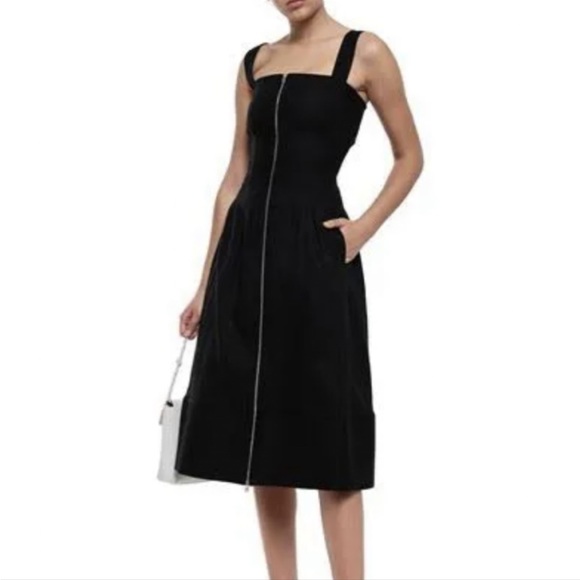 Rare Barbara Casasola linen BLACK midi pinafore spring 2017 runway collection - Picture 1 of 16